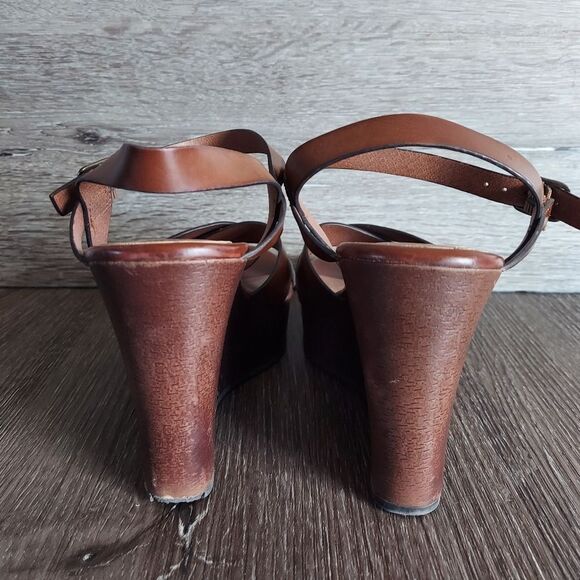 Mudd Kylie Wedge Sandals Ankle Strap Buckle - Brown - Size 6.5 - Picture 5 of 9